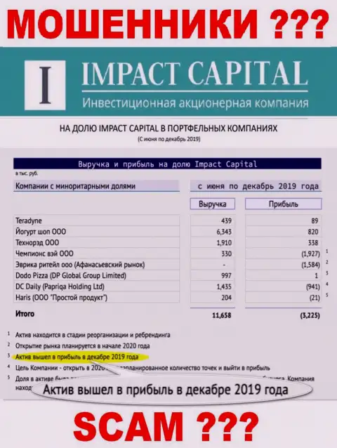 На информационном ресурсе ImpactCapital Com рисуют доход компании ?