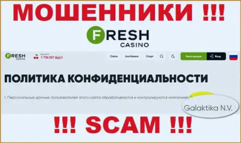 Юридическое лицо интернет-мошенников ФрешКазино - это GALAKTIKA N.V