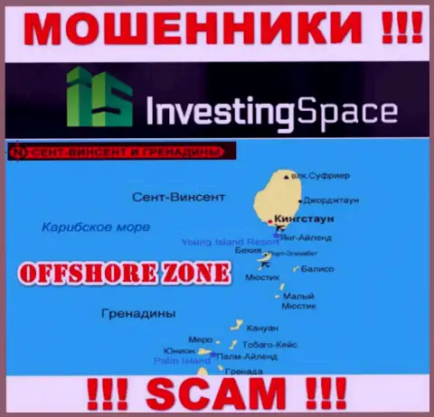 Investing Space LTD расположились на территории - St. Vincent and the Grenadines, избегайте работы с ними