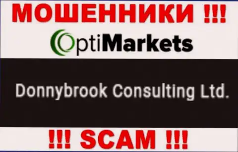Кидалы OptiMarket Co сообщают, что именно Donnybrook Consulting Ltd управляет их лохотронным проектом