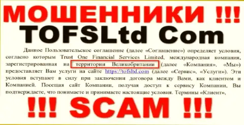 Махинаторы TOFSLtd Com спрятали достоверную информацию о юрисдикции конторы, у них на сайте все ложь