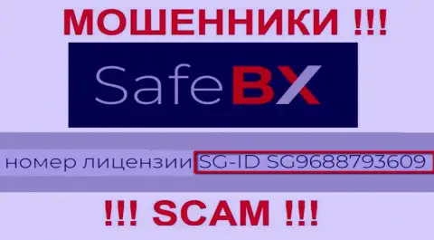 SafeBX, запудривая мозги доверчивым людям, указали на своем онлайн-ресурсе номер своей лицензии на осуществление деятельности