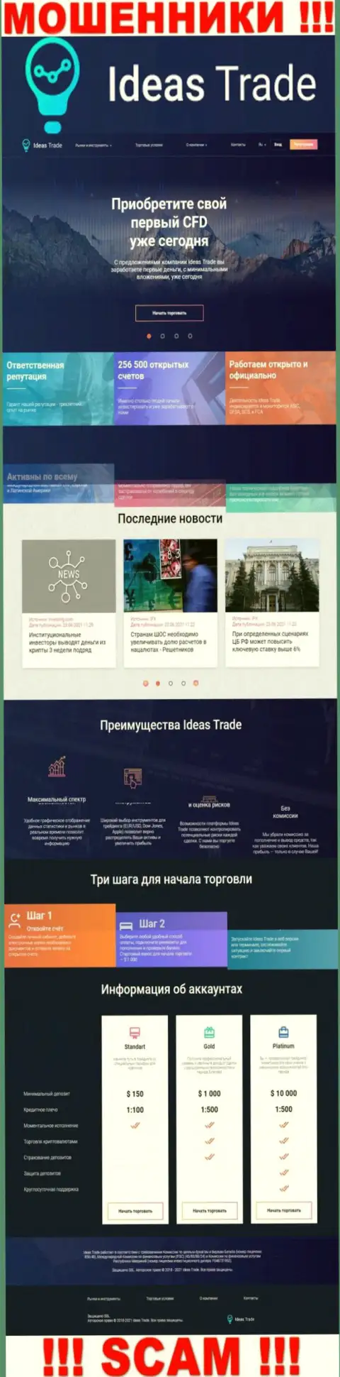 Официальный сайт мошенников IdeasTrade