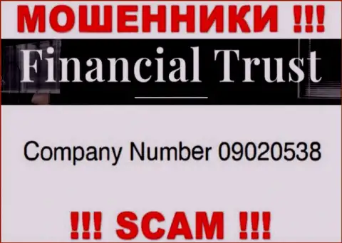 Регистрационный номер мошенников сети интернет компании Financial Trust - 09020538