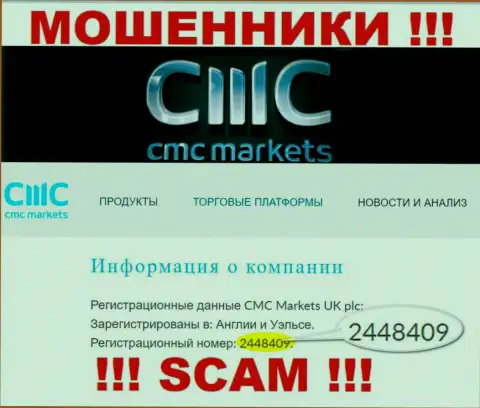 ЖУЛИКИ CMCMarkets Com оказывается имеют регистрационный номер - 2448409