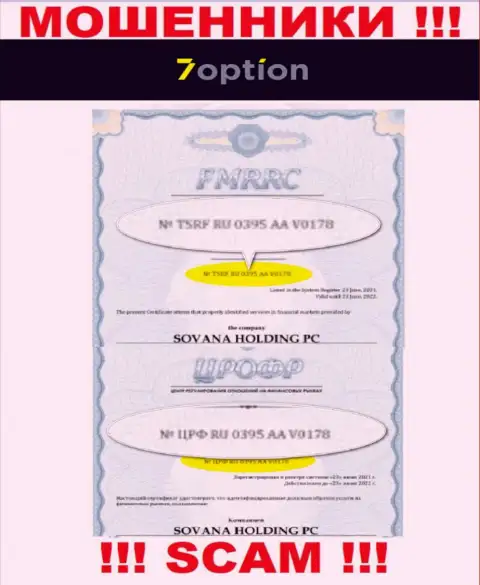 7 Option не прекращает лохотронить клиентов, приведенная лицензия, на сайте, для них нее преграда