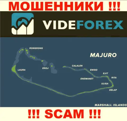 Компания VideForex зарегистрирована довольно-таки далеко от клиентов на территории Majuro, Marshall Islands