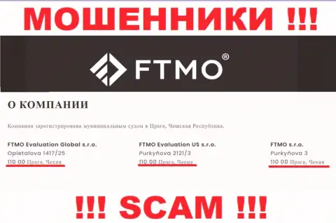 FTMO - обычный лохотрон, адрес регистрации конторы - фиктивный