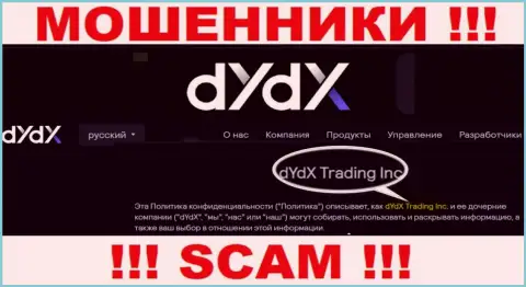 Юридическое лицо компании dYdX это dYdX Trading Inc