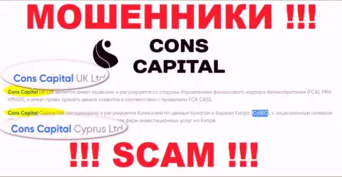 Мошенники Cons Capital не прячут свое юридическое лицо - это Конс Капитал Кипр Лтд