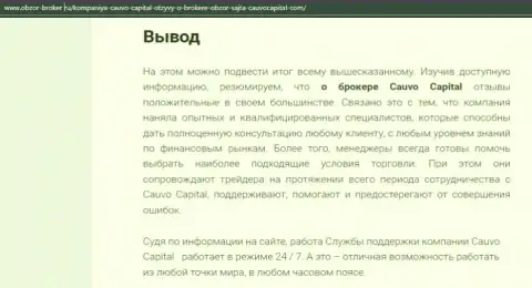 Обзорная публикация о организации CauvoCapital Com на портале Obzor-Broker Ru
