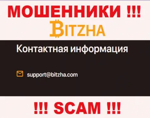 Электронная почта мошенников Bitzha, информация с официального сайта
